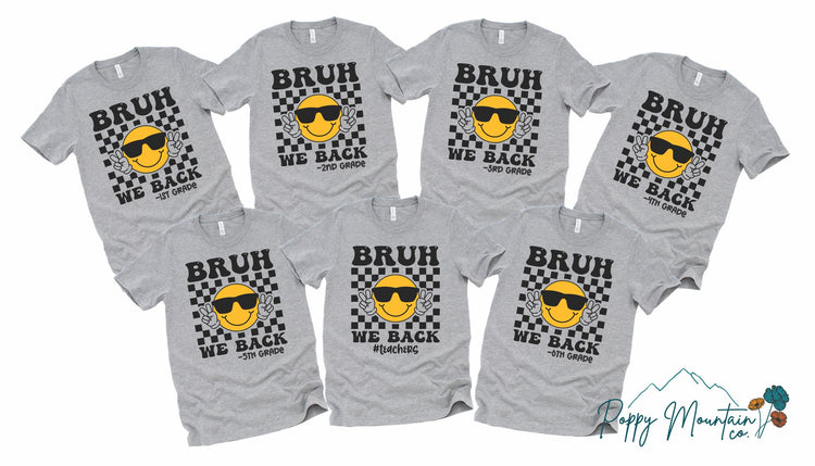 KIDS Bruh We Back Smiley Grade Tee