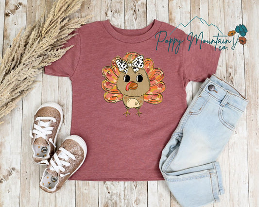 KIDS Brushstroke Bow Turkey Tee