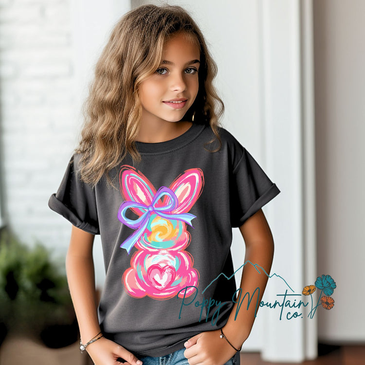KIDS Brushstroke Bunny Bow Tee