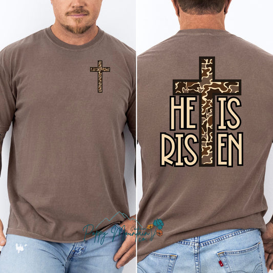 He is Risen Camo Cross Tee