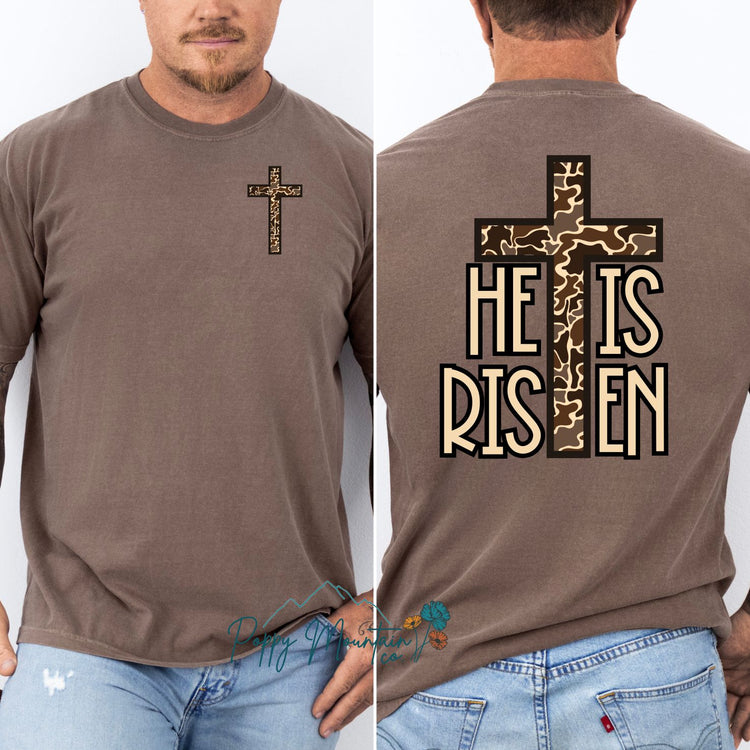 He is Risen Camo Cross Tee