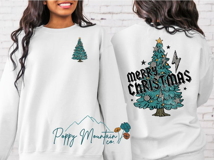 Checkered Merry Christmas Tree Tee