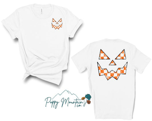 KIDS Checkered Pumpkin Face Tee