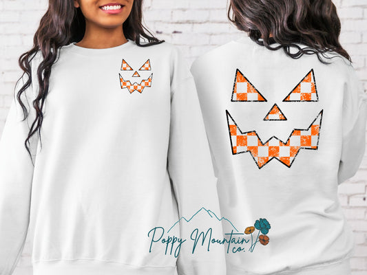 Checkered Pumpkin Face Tee