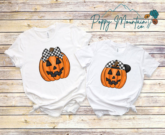 KIDS Checkered Jack-O-Lantern Boy/Girl Tee