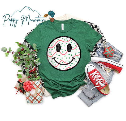 Christmas Cake Smiley Tee