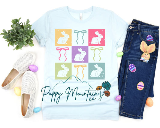 Colorful Bunny Bow Collage Tee