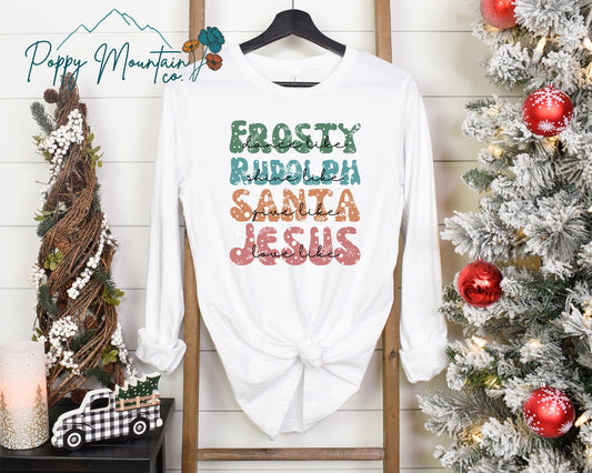 Frosty Rudolph Santa Jesus Tee