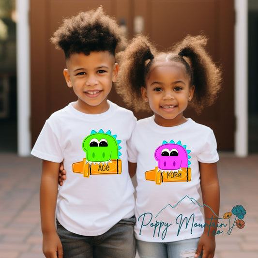 KIDS Custom Dino Crayons Tee