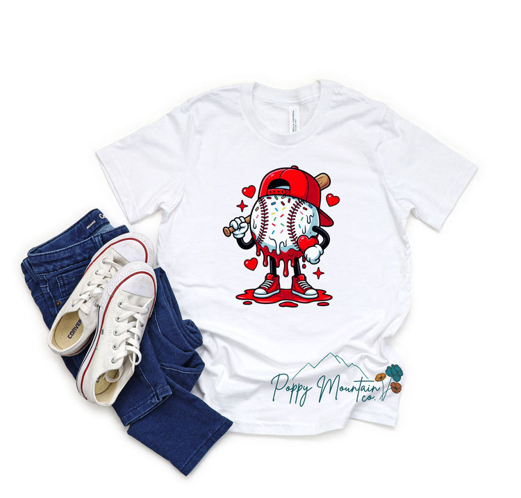 Valentines Baseball Drip Tee