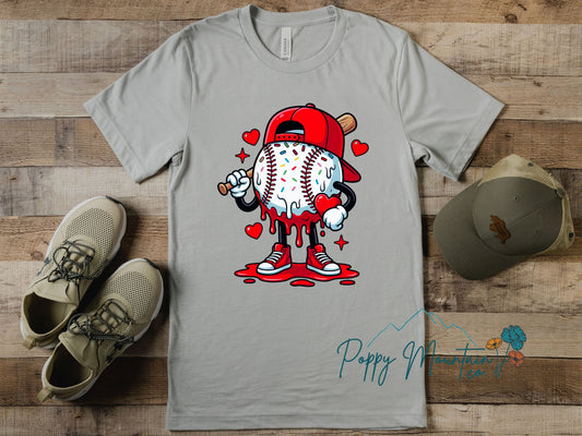 Valentines Baseball Drip Tee
