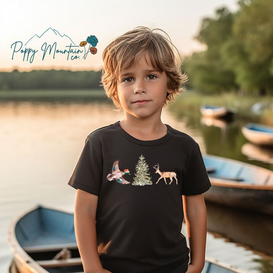 KIDS Duck Deer Tree Tee