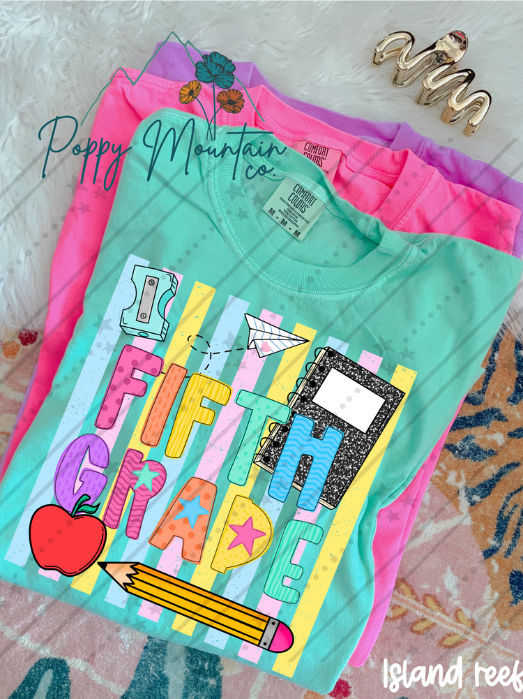 KIDS Colorful Stripes School Grade Tee