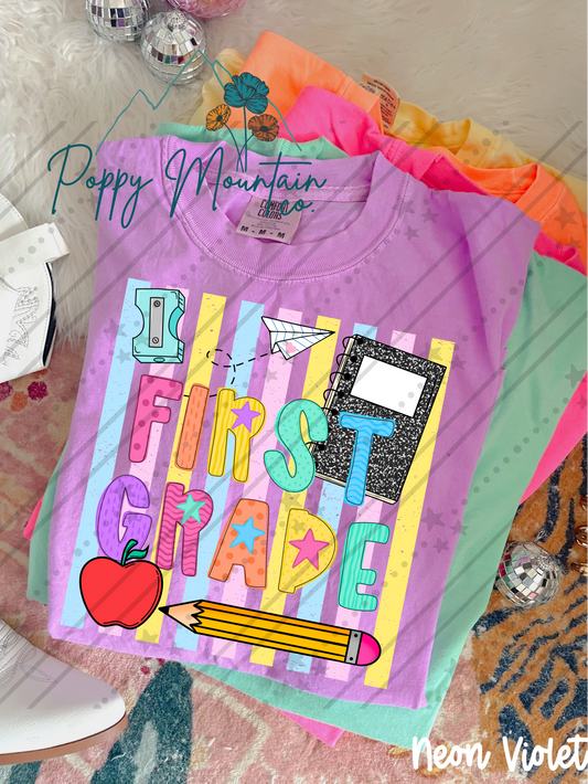 KIDS Colorful Stripes School Grade Tee