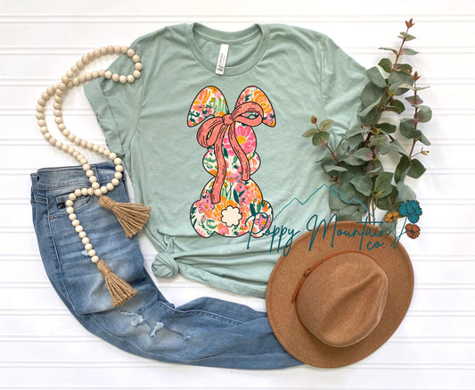 Floral Bow Bunny Tee