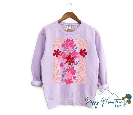 Floral Pink Cross Tee