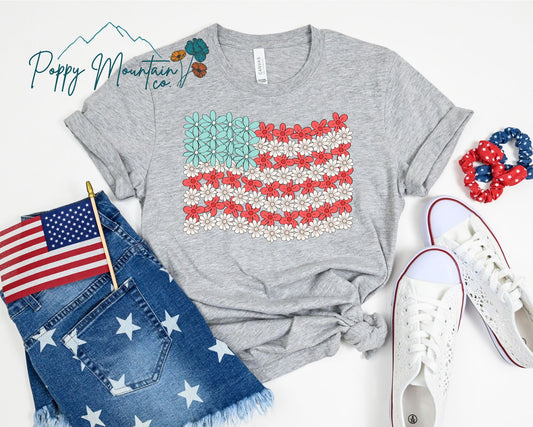 KIDS Floral Flag Tee