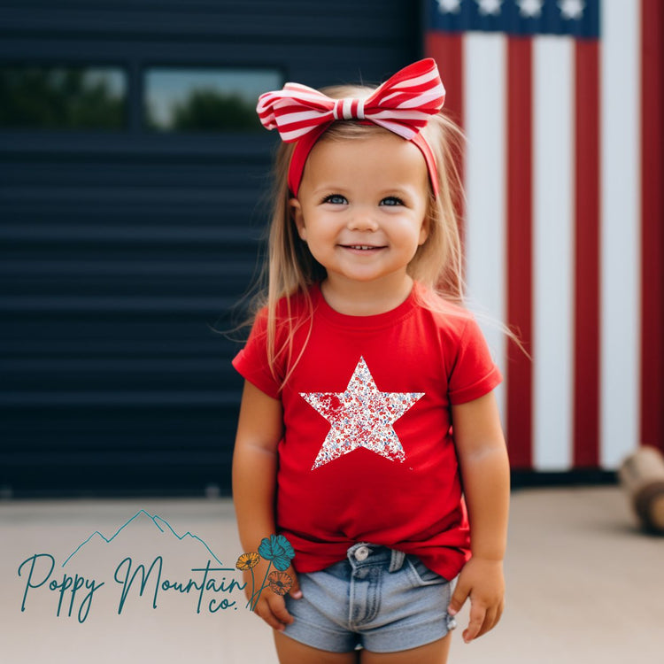 KIDS Floral Patriotic Star Tee