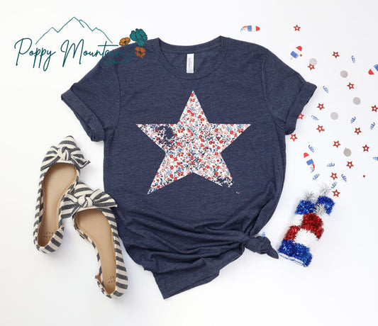 Patriotic Floral Star Tee