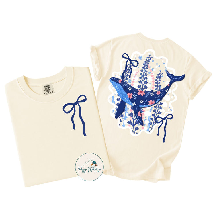 Floral Whale Bow Tee