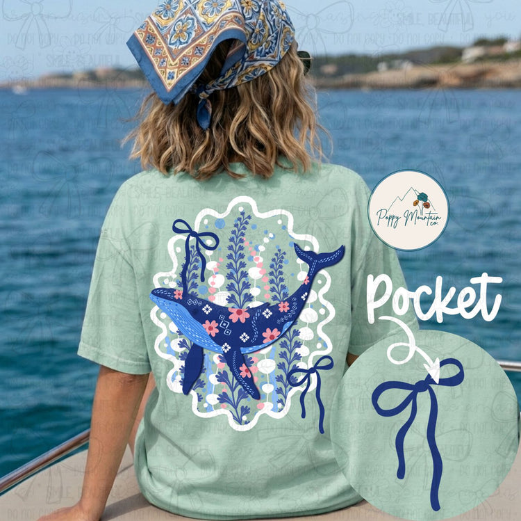 Floral Whale Bow Tee