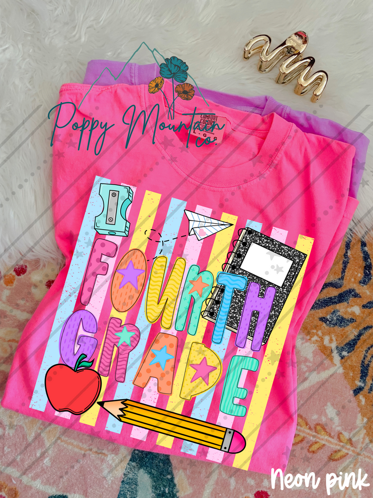 KIDS Colorful Stripes School Grade Tee