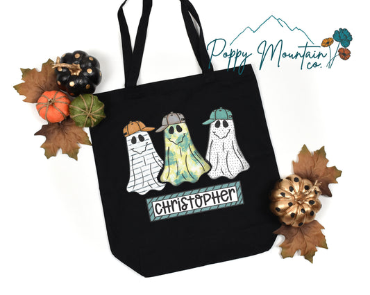 Custom Boy Ghost Canvas Tote Bag