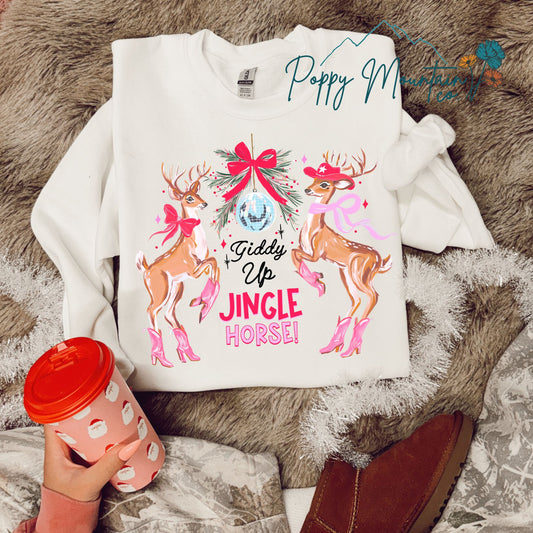 Giddy Up Jingle Horse Reindeer Tee
