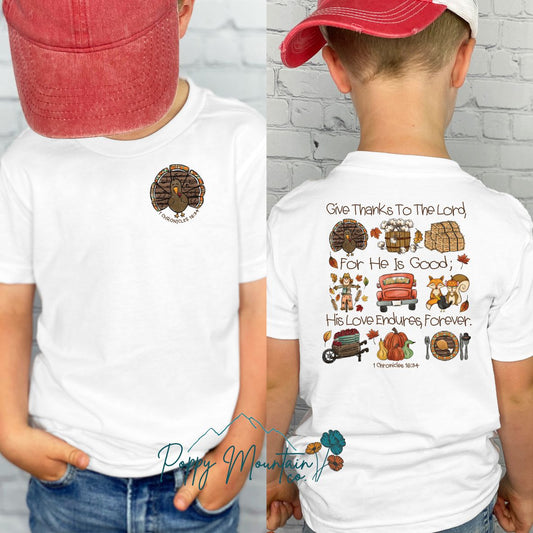 KIDS Give Thanks to the Lord Turkey Collage Tee