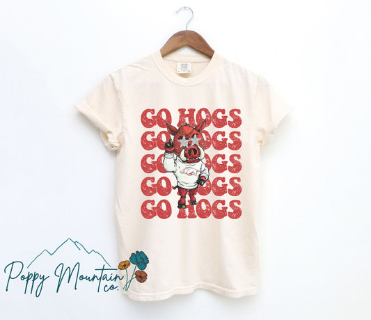 Go Hogs Preppy Mascot Tee