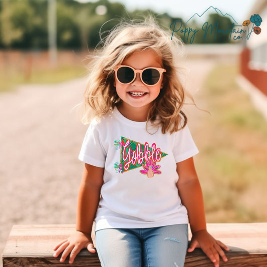 KIDS Gobble Pennant Flag Tee