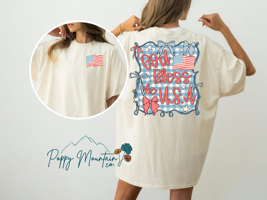 God Bless the USA Front Back Tee