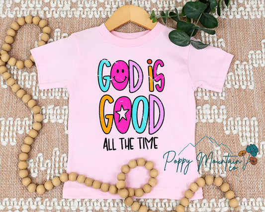 KIDS God Is Good All The Time Bright Smiley Tee
