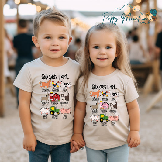 KIDS God Says I Am Farm Tee