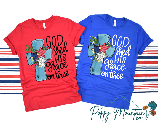 God Shed His Grace on Thee Floral Cross Tee