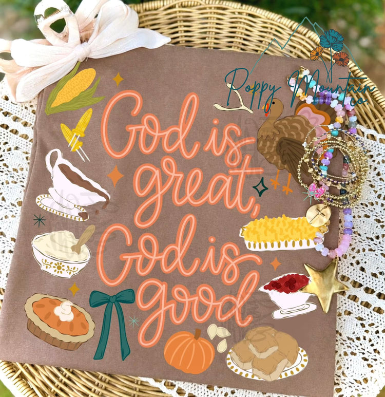 KIDS God is Great God is Good Thank Him For Our Food Tee