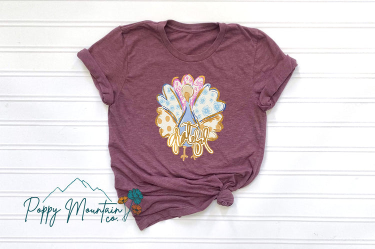 KIDS Grateful Whimsical Turkey Tee