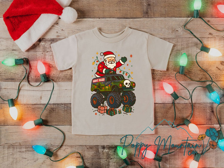 KIDS Grave Digger Truck Christmas Tee