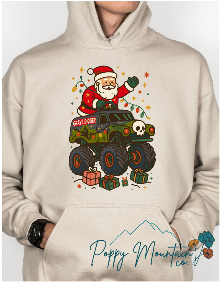 KIDS Grave Digger Truck Christmas Tee