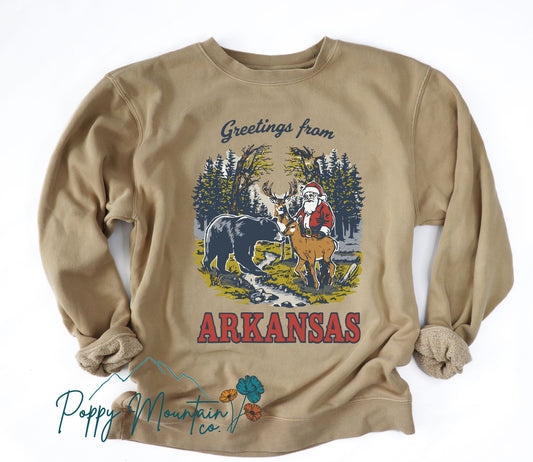 Greetings from Arkansas Santa Tee
