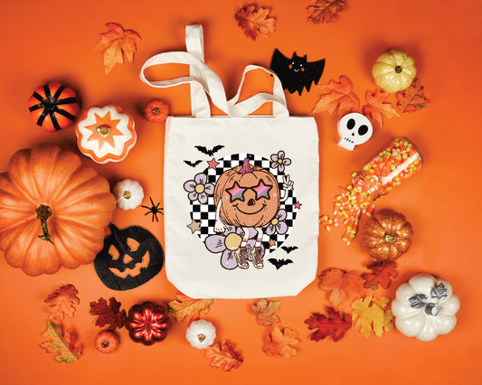 Retro Pumpkin Canvas Tote Bag