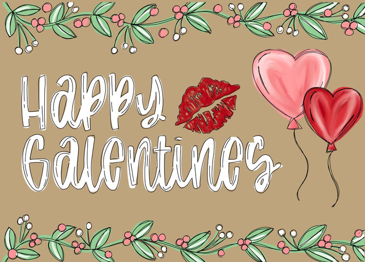 Hand Painted Happy Galentines Balloons Paper Banner