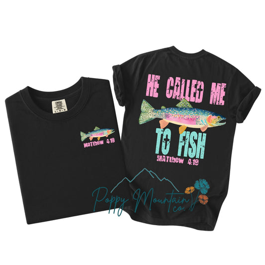 KIDS Pink He Called Me To Fish Tee