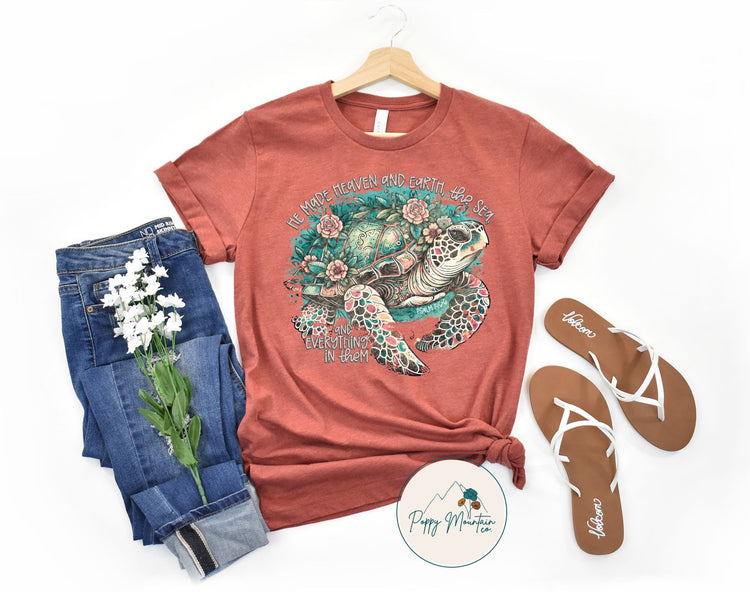 He Made Heaven & Earth Turtle Tee