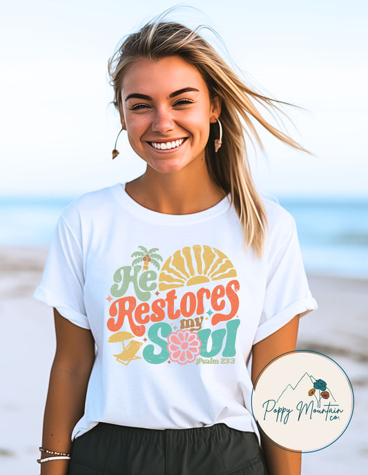 He Restores My Soul Sunshine Tee