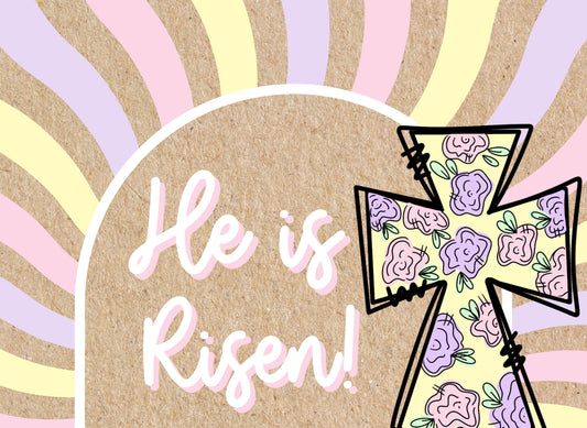 Hand Painted He is Risen Paper Banner