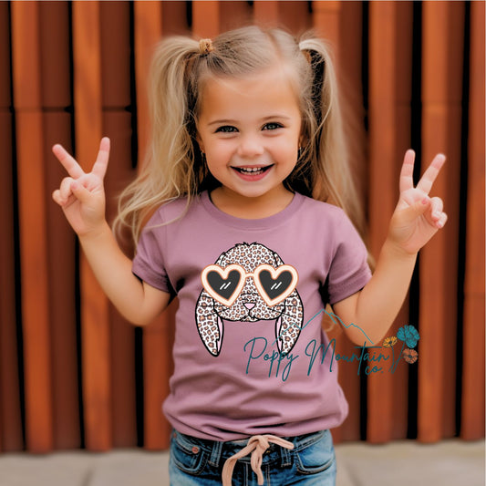 KIDS Heart Glasses Leopard Bunny Tee