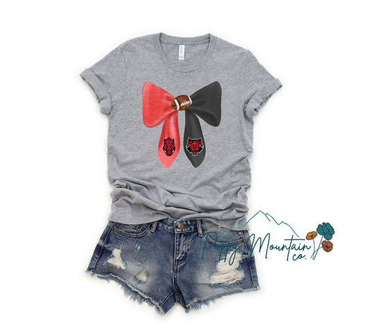 Hogs Red Wolves Split Bow Tee