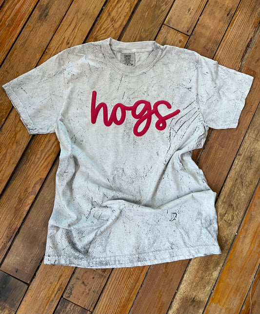 Red Puffy Print Hogs Tee