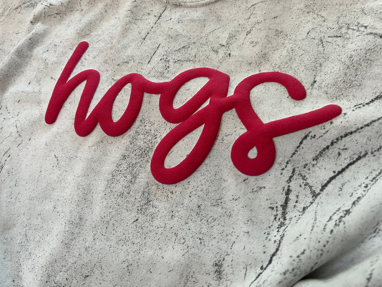 Red Puffy Print Hogs Tee